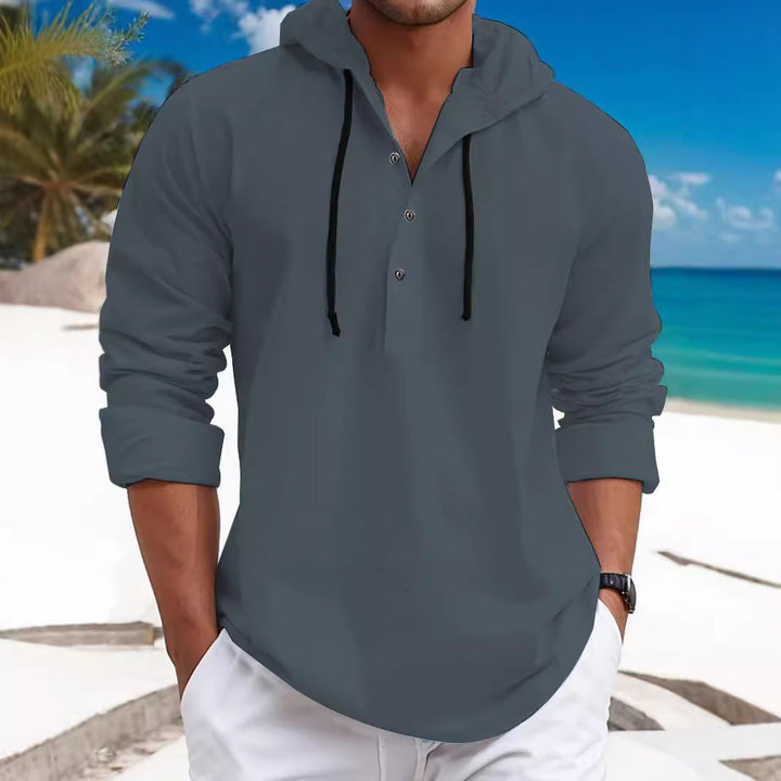Herren Kapuzenpullover mit modischem Knopfdruck und lässigem Schnitt Drune