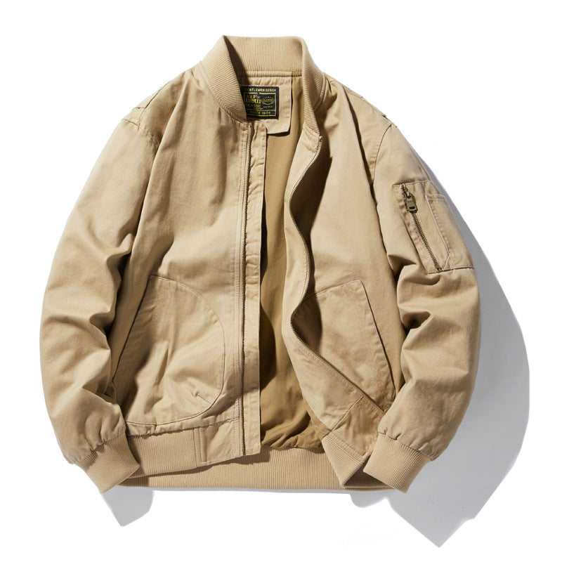 Herren  Baumwoll-Twill Utility Flight Bomberjacke mit geripptem Saum, Ärmeln, Reißverschlusstaschen und verstärkten Patten pockets Drune