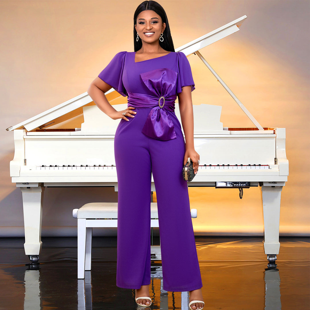 Damen eleganter Jumpsuit mit dekorativer Schleifenapplikation Drune