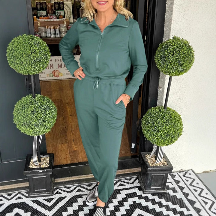 Damen Freizeit-Jumpsuit mit modischem Stehkragen und praktischen Taschen Drune
