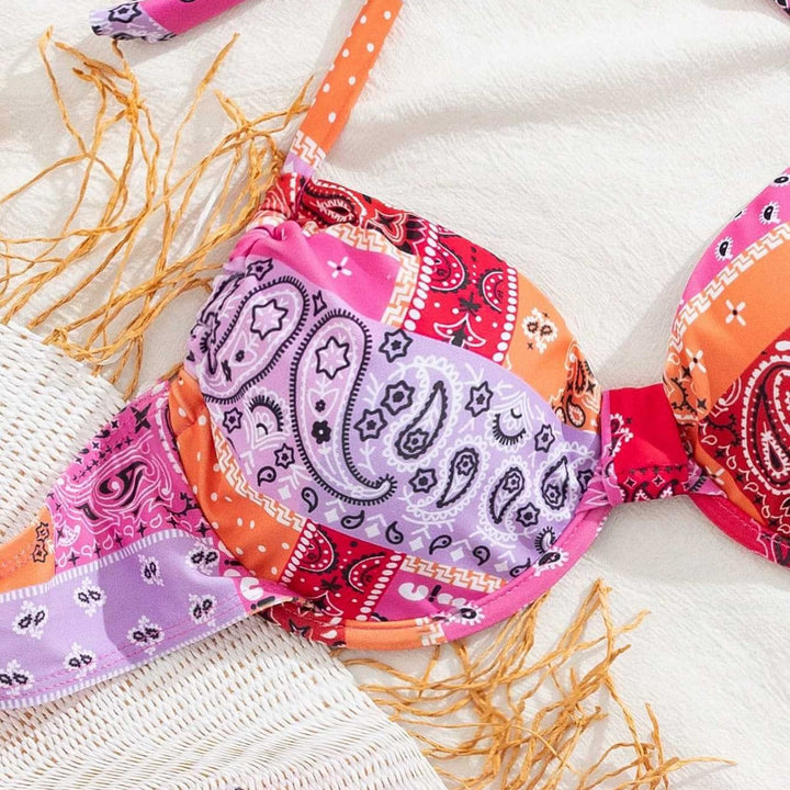 Damen Triangel-Bikini mit verstellbarem Unterteil und einzigartigem Muster Drune