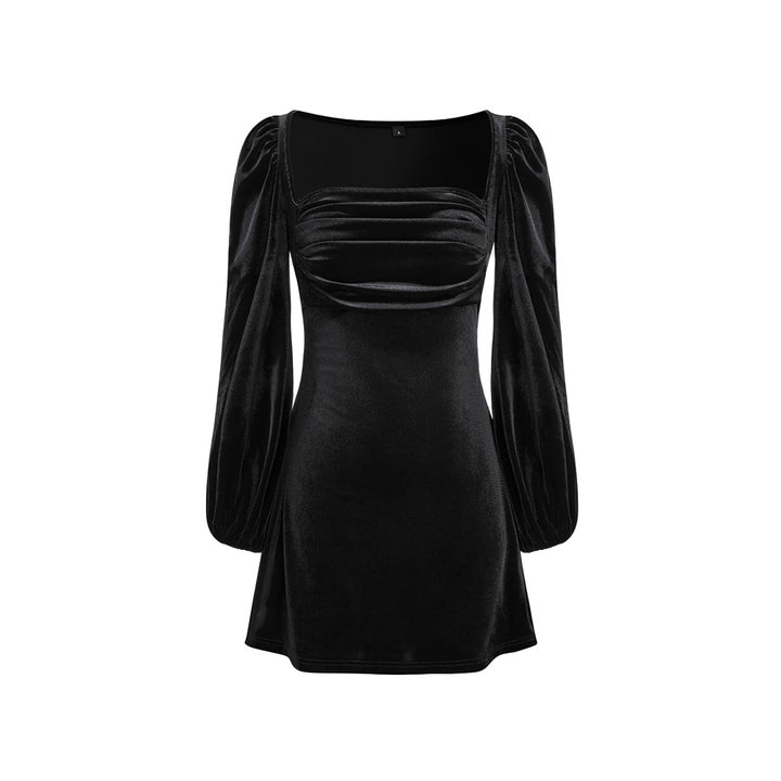 Damen Minikleid mit eleganten Puffärmeln und schickem Quadrat-Ausschnitt Drune