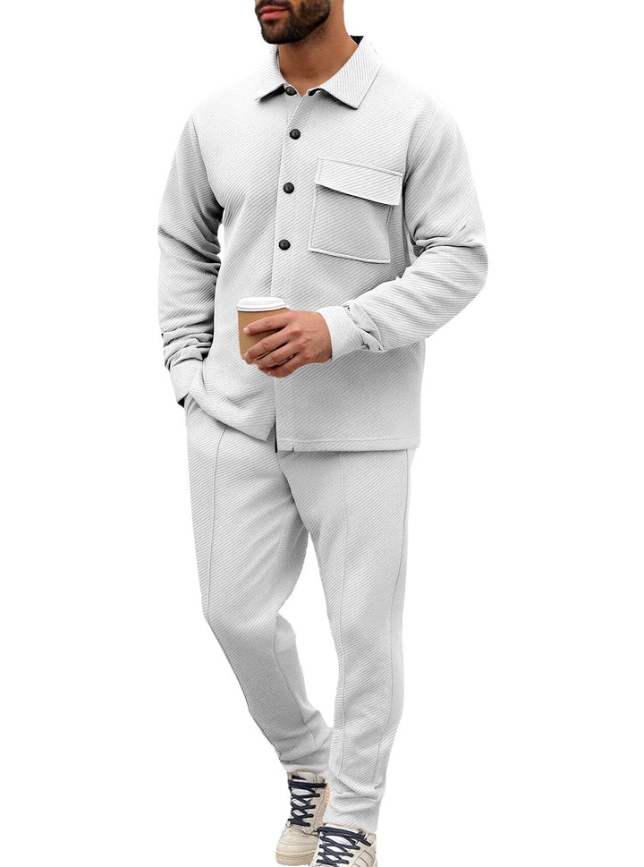 Herren nan Hemdenjacke-Set mit aufgesetzter Klappentasche und konischer Komforthose Drune