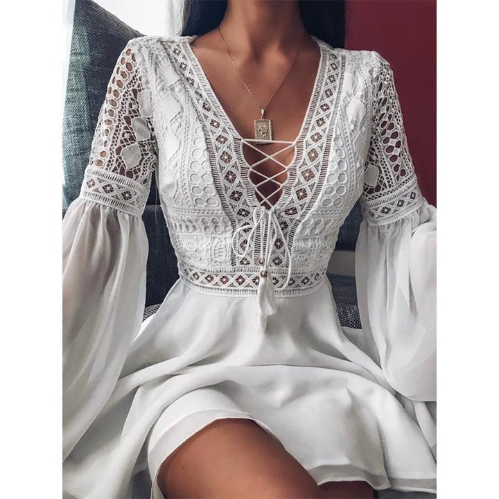 Inaya | Minikleid Sexy Frauen Tiefer V-Ausschnitt