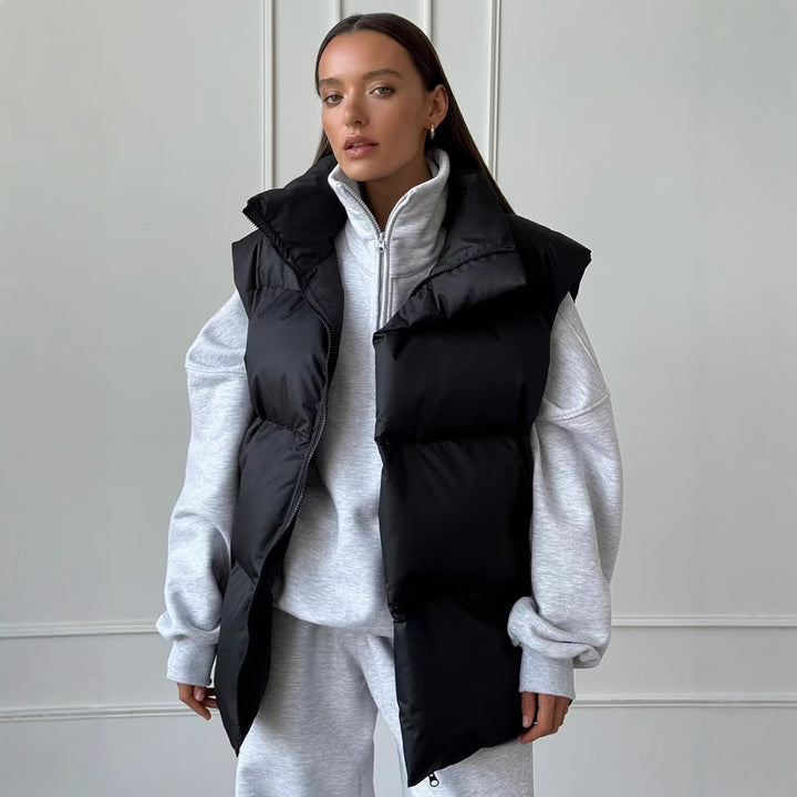 Damen Steppweste mit hohem Kragen und Taschen Drune