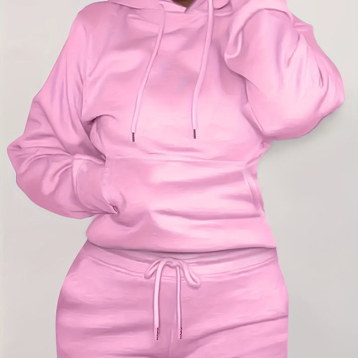 Damen nan figurbetontes Hoodie-und Taillenrock-Set mit Kängurutasche und Tunnelzug Drune