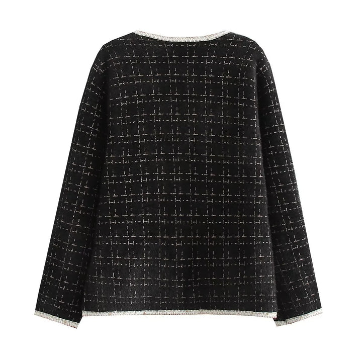Damen Strukturierte Bouclé-Jacke mit dekorativen Perlen und Taschen Drune