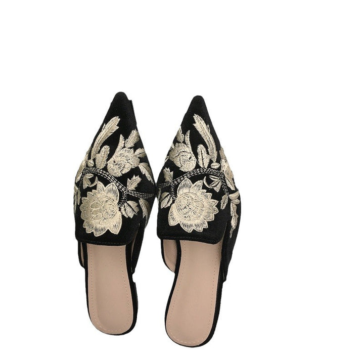 Damen Mules mit luxuriösen Stickereien und elegantem Spitzendesign Drune