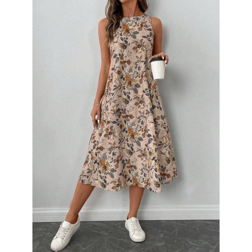 Damen Maxikleid mit floralem Muster und lockerer Passform Drune