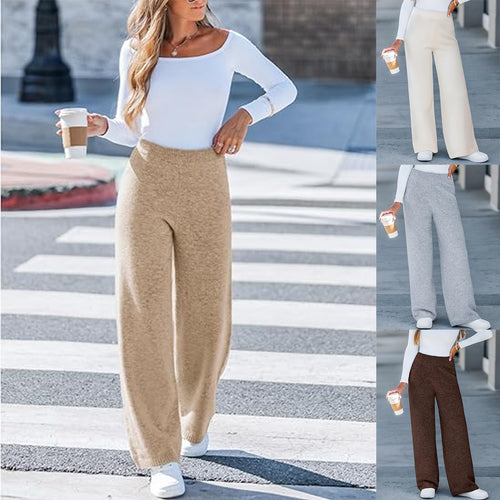Damen weite Strickhose mit elastischem Bund Drune