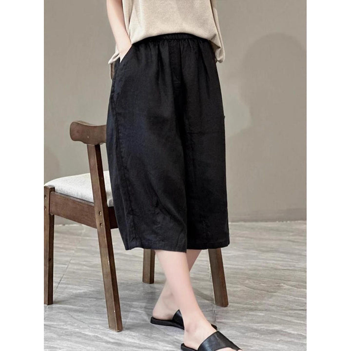 Damen Relaxed Fit Leinen Culotte Shorts Drune