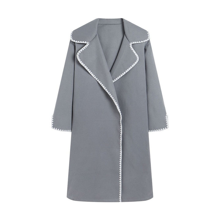 Drune | Damen Windbreaker Jacke – Wolle – Übergrößenpassform – Breiter Kragen – Schalenstickerei