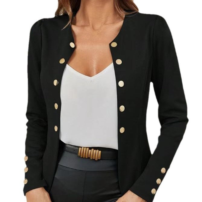 Damen Modische Blazerjacke mit eleganten Knopfdetails Drune