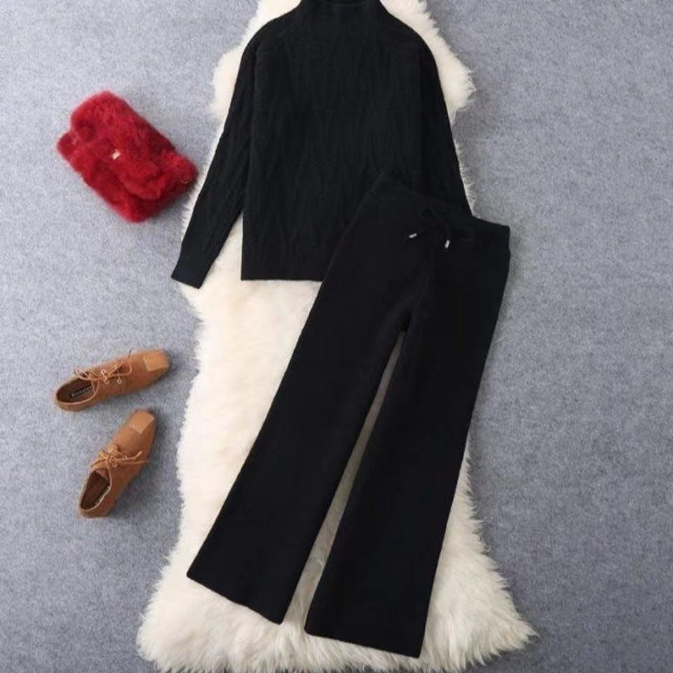 Damen Set aus Strickpullover und Weit geschnittenen Hose Drune