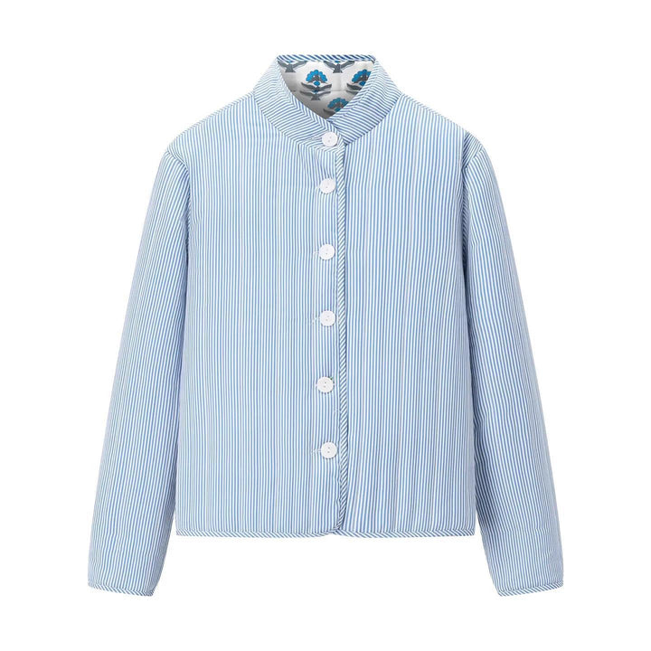 Damen gesteppte Blousonjacke mit floralem Muster und praktischen Knöpfen Drune