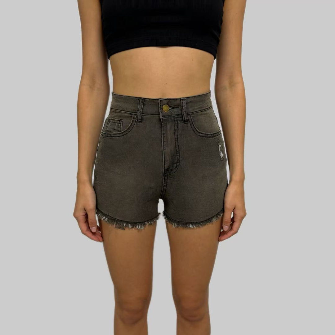 Damen Hochgeschnittene Denim-Shorts im angesagten Fransen-Look Drune