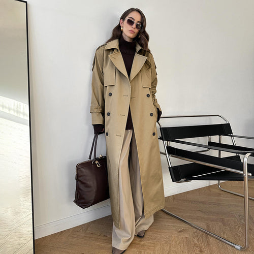 Damen Modischer Trenchcoat mit Gürtel und detailverliebtem Schnitt Drune