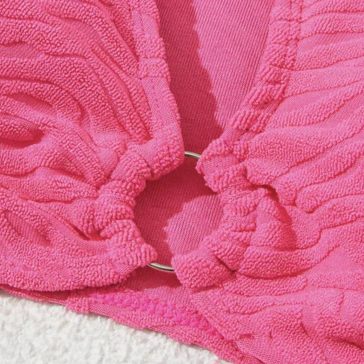 Damen Einseitiger Bikini im modernen Wellenmuster mit asymmetrischem Oberteil Drune