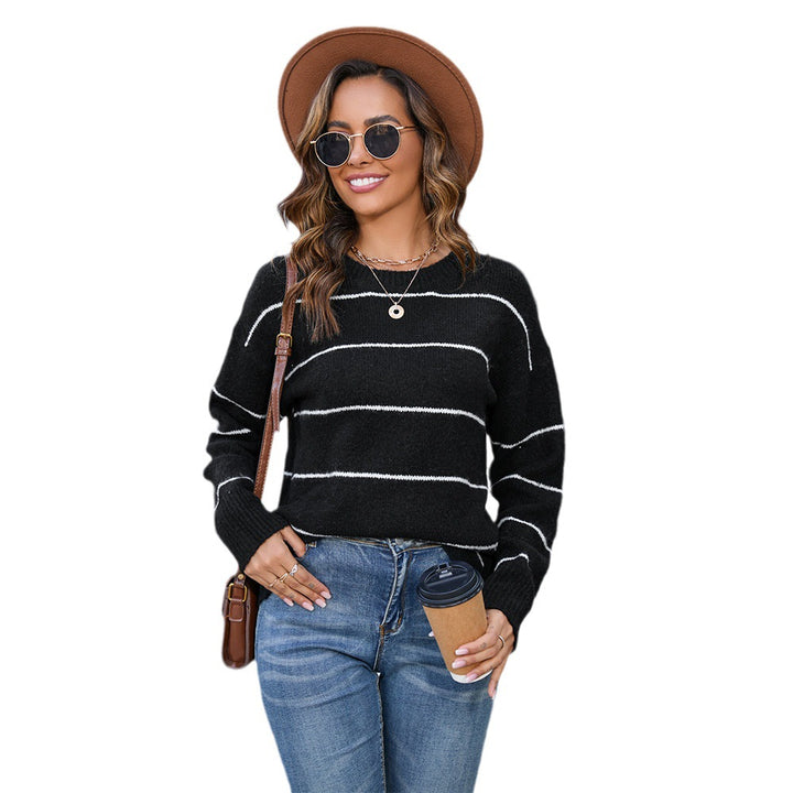 Damen kuscheliger Strickpullover mit modischem Streifenmuster Drune