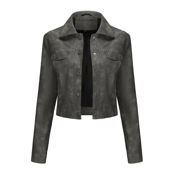 Damen modische kurz geschnittene Lederjacke Drune