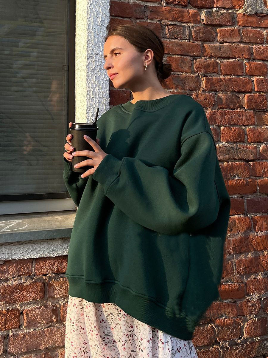 Damen Oversized Sweatshirt im lässigen Stil mit übergroßen Ärmeln und elastischen Bündchen Drune