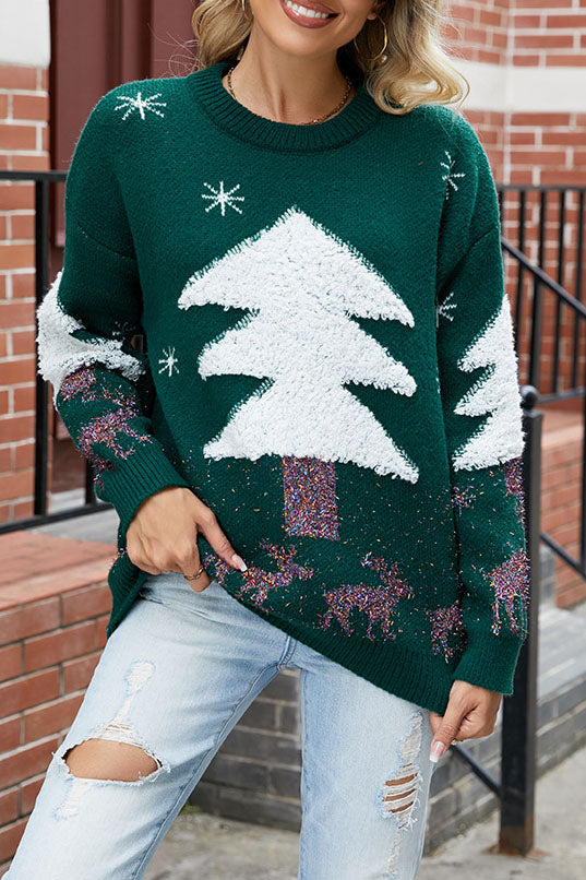 Drune Plüsch Weihnachtsbaum Pullover Strickpullover