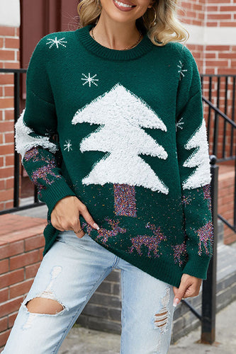 Drune Plüsch Weihnachtsbaum Pullover Strickpullover