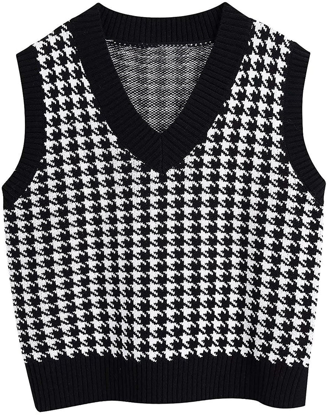 Damen Strickweste mit modernem Hahnentritt-Muster Drune