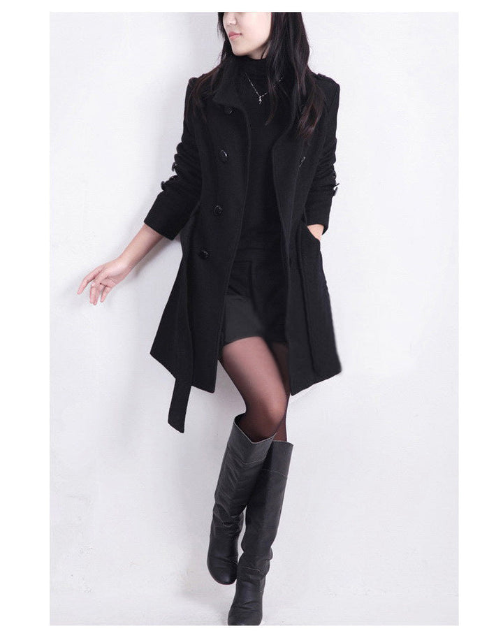 Drune | Trenchcoat - Wollmix - Doppelreiher - Mit Gürtel - Eleganter langer Mantel