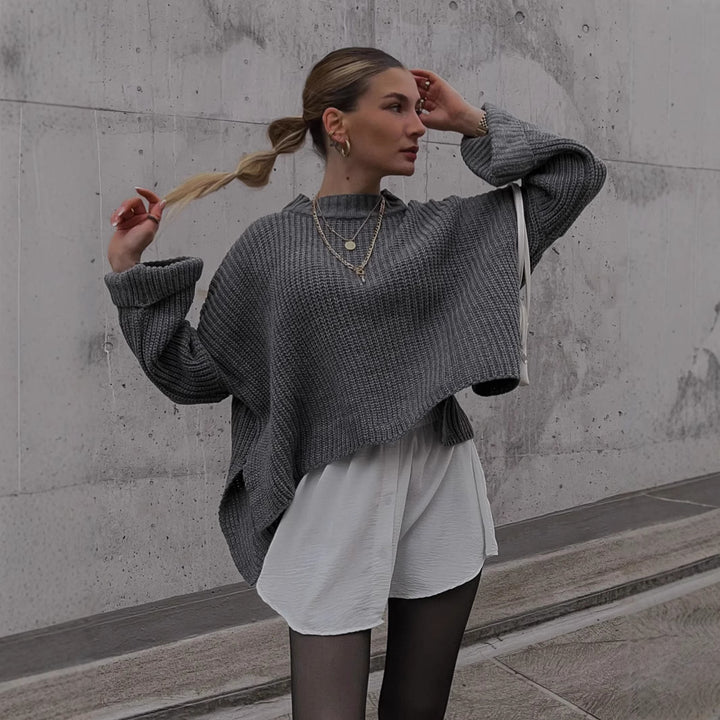 Damen oversized Strickpullover mit strukturiertem Lochdesign und lässigem Schnitt Drune