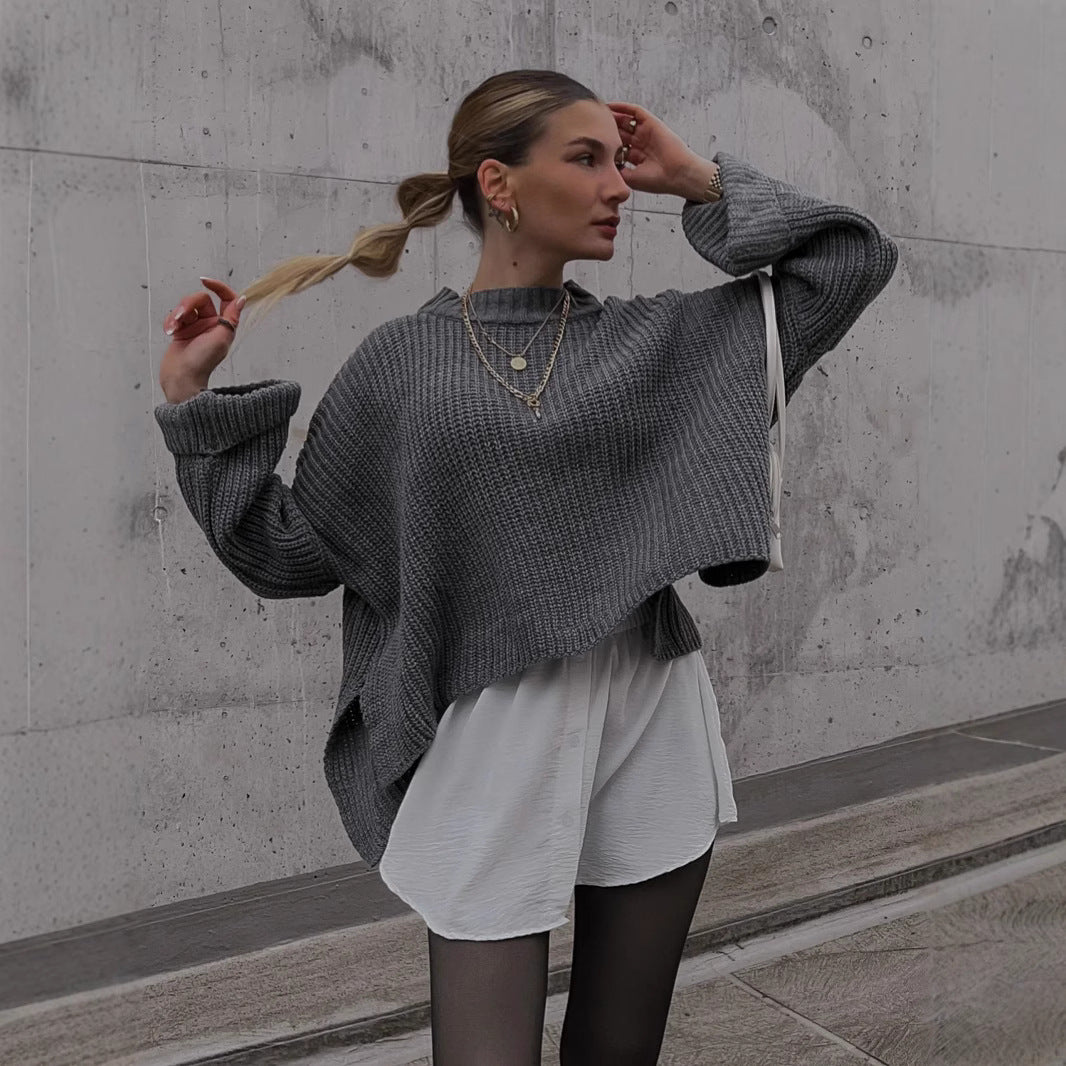 Damen lässiger Pullover mit strukturiertem Gewebe und weitem Schnitt Drune