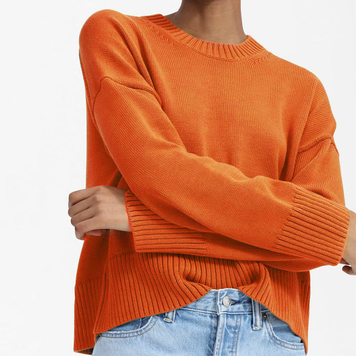 Damen Grobstrick Pullover mit weitem Schnitt und lässigem Design Drune