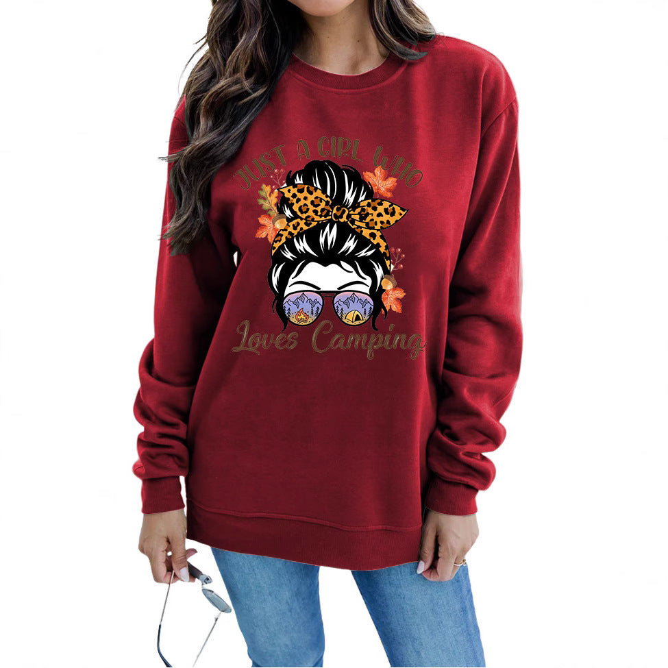 Damen Sweatshirt mit künstlerischem Campingmotiv Drune