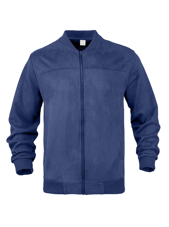 Herren nan Wildleder-Blousonjacke im Bomberstil mit elastischen Rippbündchen Drune