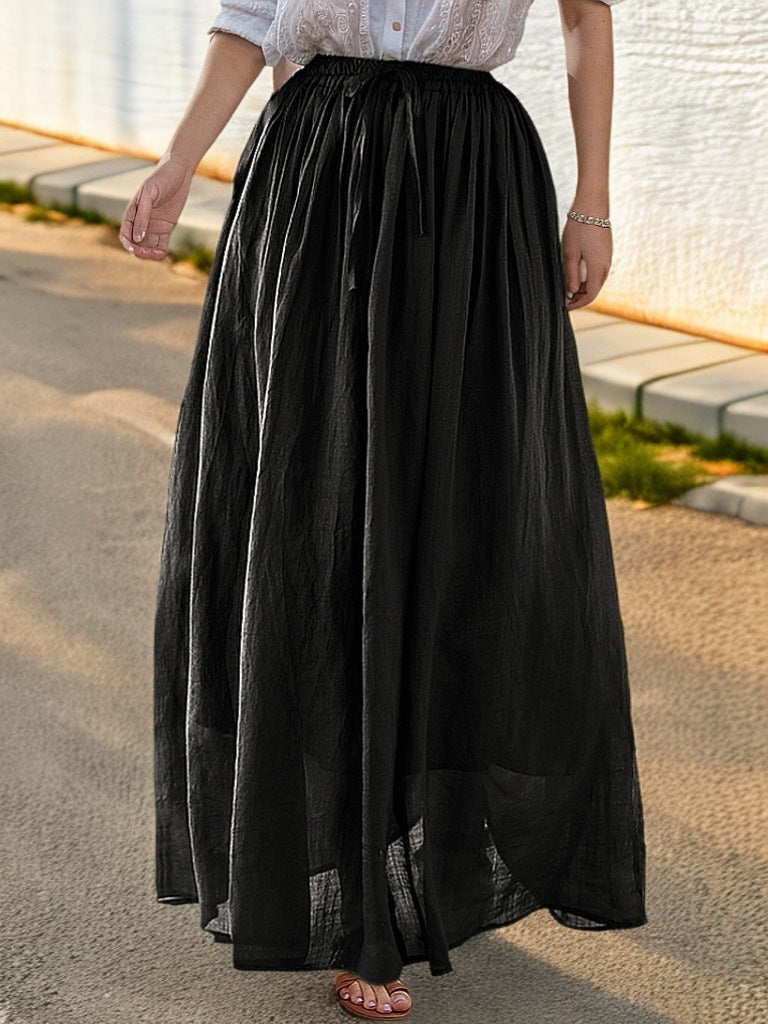 Damen Eleganter Maxirock mit fließendem Schnitt und praktischen Bindebändern Drune