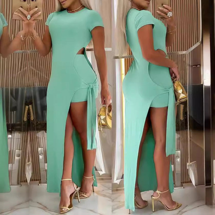 Damen Maxikleid mit seitlichem Schlitz und Cut-Out-Details Drune