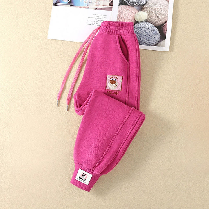 Damen bequeme Sweatpants mit aufgesticktem Motiv und elastischem Bund Drune