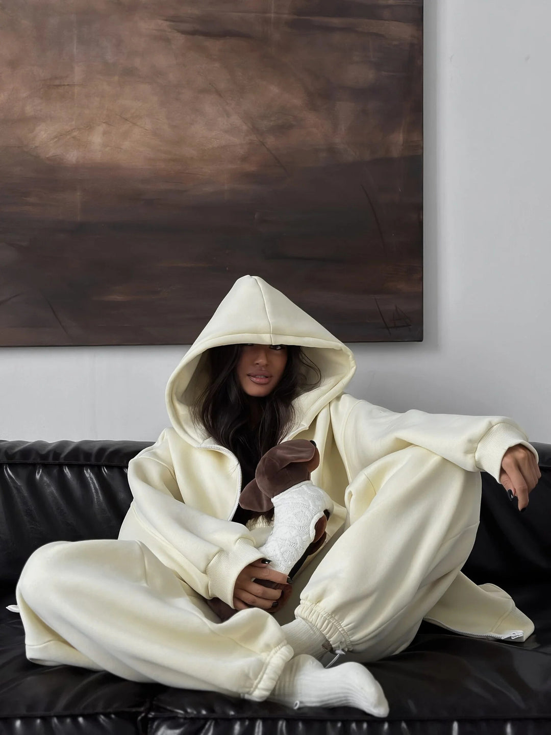 Damen Oversized Hoodie-Set mit weiten Hosen Drune