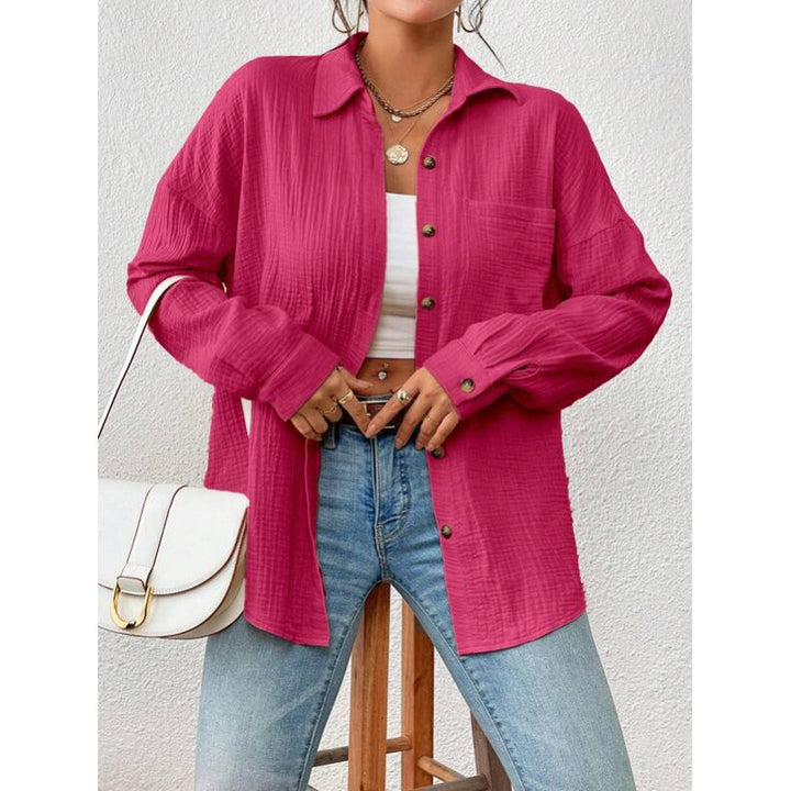 Damen lässige Overshirt-Bluse mit Knopfdetails Drune