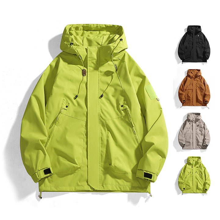 Damen wasserdichte Outdoor-Jacke mit verstellbarer Kapuze und atmungsaktiven Einsätzen Drune
