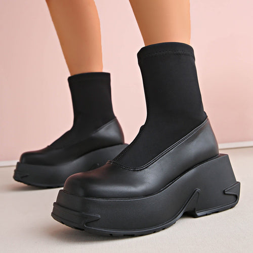 Damen Plateau-Sneaker mit elegantem Sockendesign und rutschfester Sohle Drune