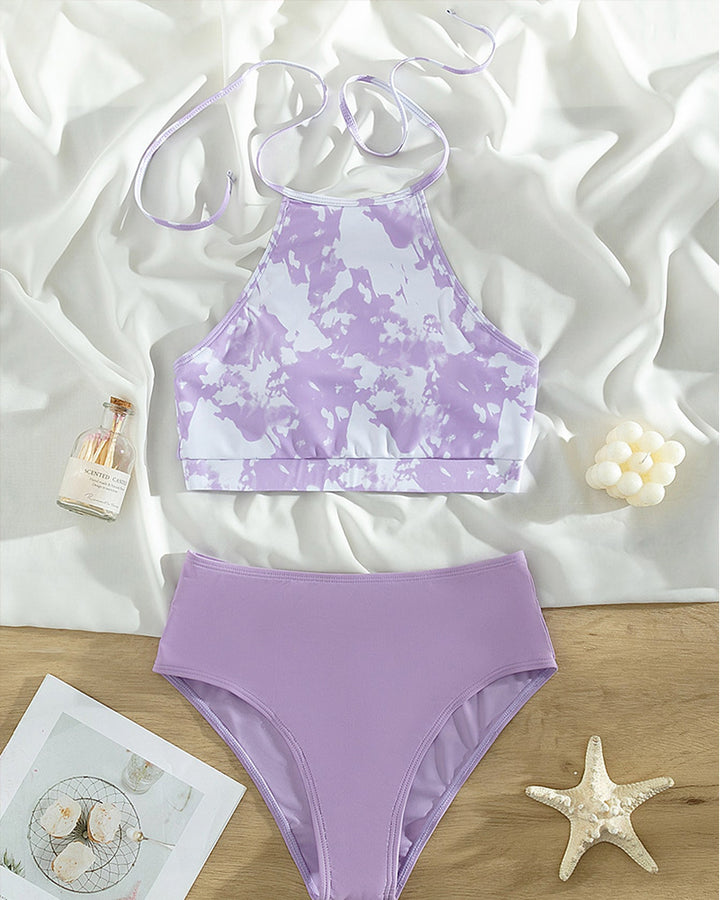 Damen Sportlicher Bikini-Top mit hohem Kragen Drune