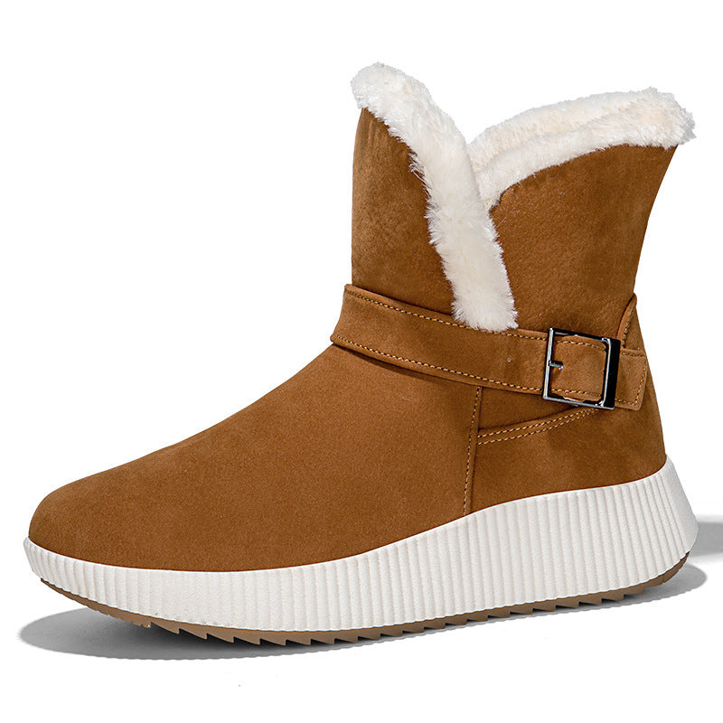 Damen gefütterte Winterstiefel mit modischer Schnallenapplikation und rutschfester Sohle Drune
