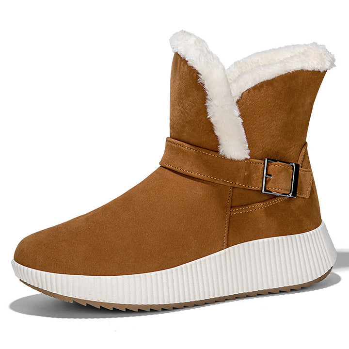 Damen gefütterte Winterstiefel mit modischer Schnallenapplikation und rutschfester Sohle Drune