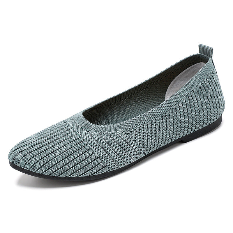 Damen nan gestrickter Ballerina-Slip-On mit sockenähnlichem Schaft, Memory-Komfortfußbett und flexibler rutschfester Laufsohle Drune