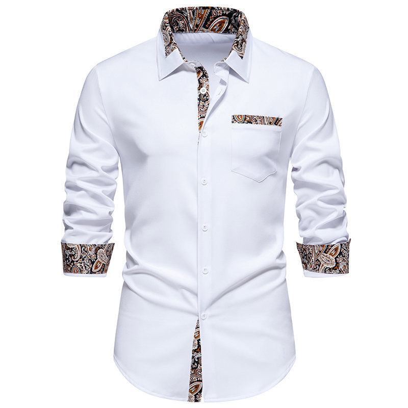 Herren klassisches Langarmhemd mit modernem Paisley-Muster Drune