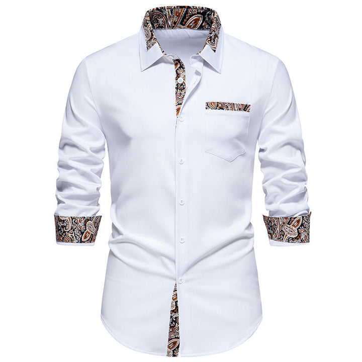 Herren klassisches Langarmhemd mit modernem Paisley-Muster Drune