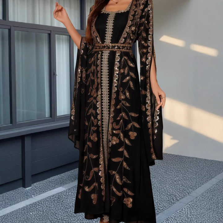 Damen Elegante Kaftan-Kleid mit aufwendigen Stickereien und fließendem Schnitt Drune