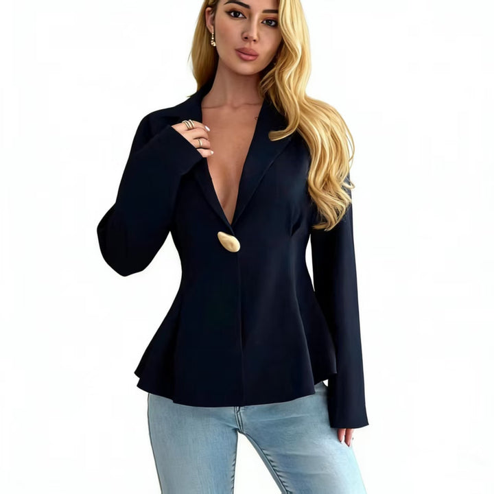 Damen Peplum-Blazer mit ausgefallenen Knopfdetails Drune
