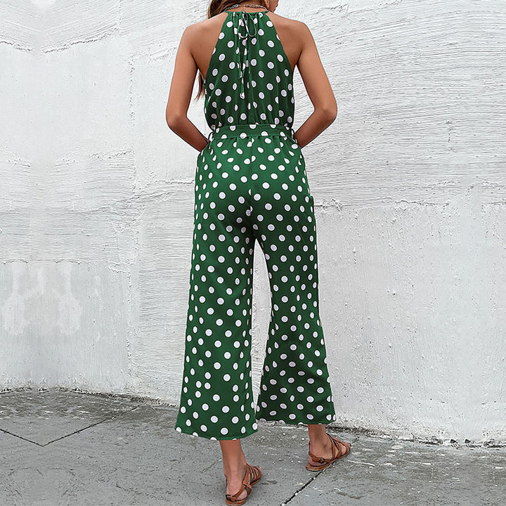Damen Jumpsuit mit modernen Punkten und verspieltem Gürtel Drune